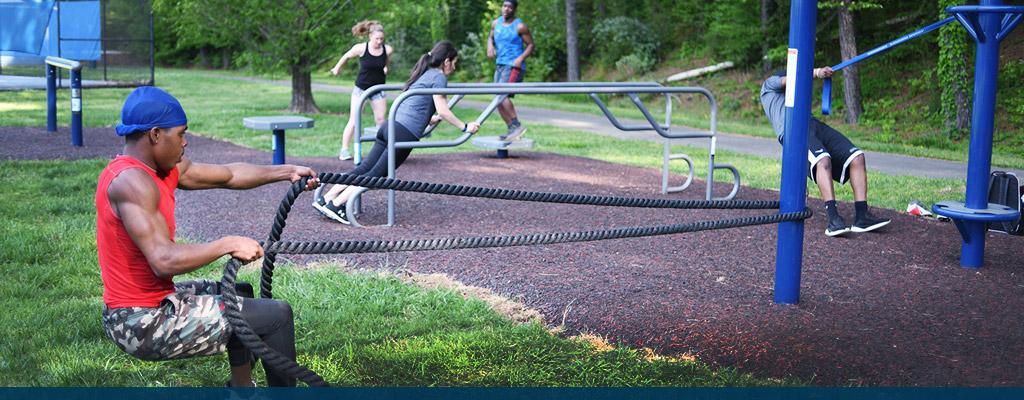 Students exercising outdoors